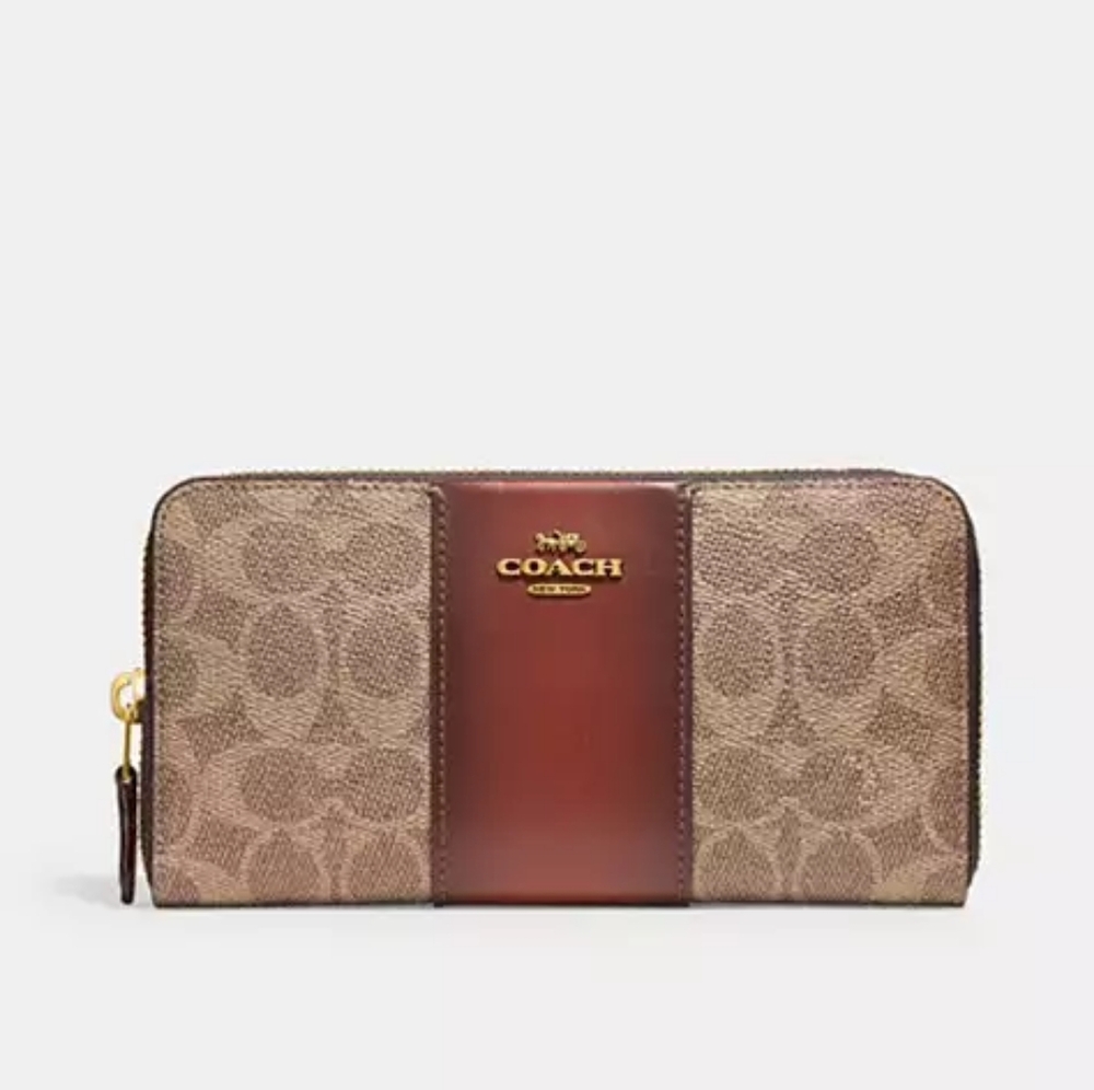 NWOT Coach Accordion Zip Wallet In Colorblock Signature Canvas